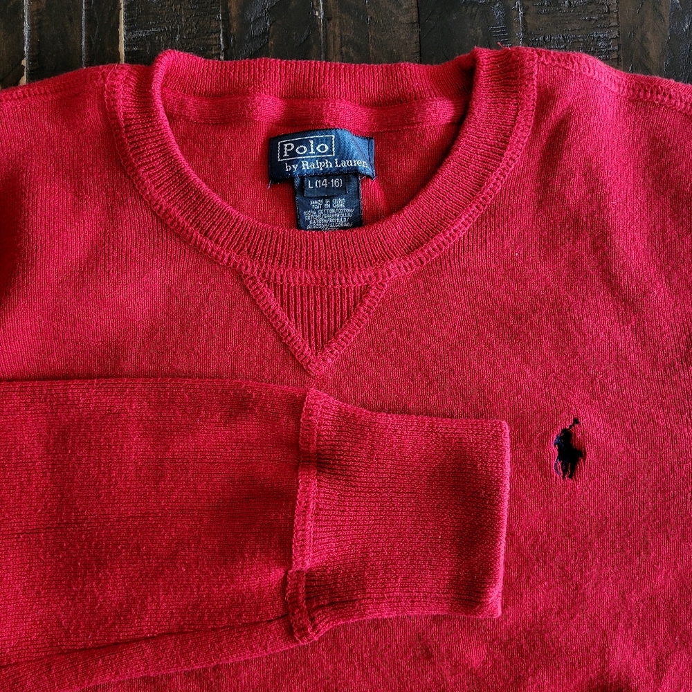 Polo Ralph Lauren V Neck Sweater Embroidered Boys Size Large 14-16